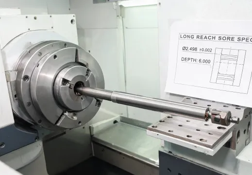 Deep boring setup with anti-vibration boring bar