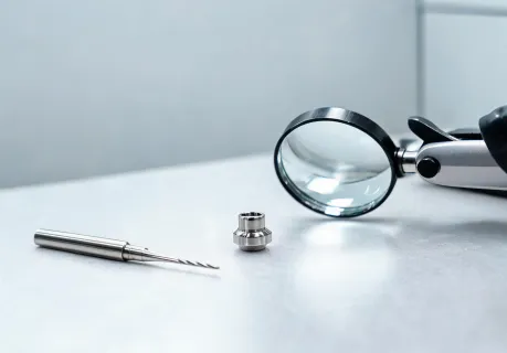 Medical stainless component with small boring feature